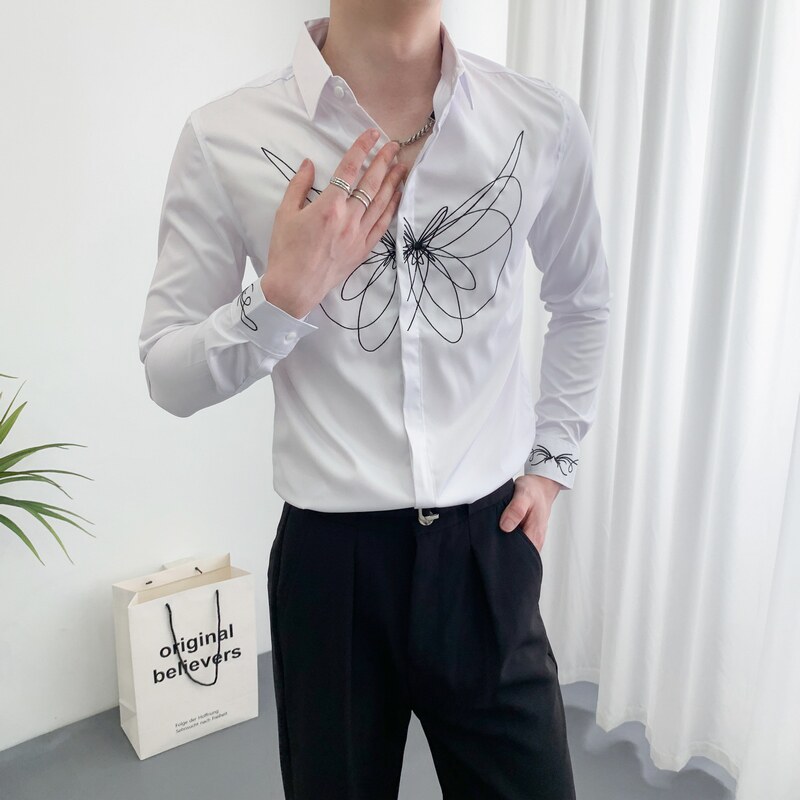 714A-D319P45控69/2025春季男士修身潮流帅气衬衣商务上班白衬衫,男装衬衫,星座714A（原电商C314）