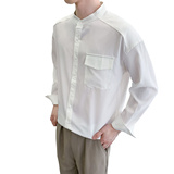 714A-D3036P45控69/2025春潮流男装衬衫宽松立领垂感衬衣禁欲系，男装衬衫，星座714A（原电商C314）