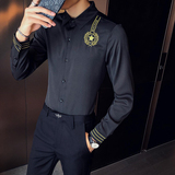 714-D656P45/英伦店主风2025春季男士空少衬衫ktv酒吧衬衣S-5XL，男装衬衫，星座714(原C313)