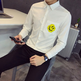 714-TD06P35/社会小伙店主风2025春韩版男长袖衬衫笑脸衬衣S-5XL，男装衬衫，星座714(原C313)