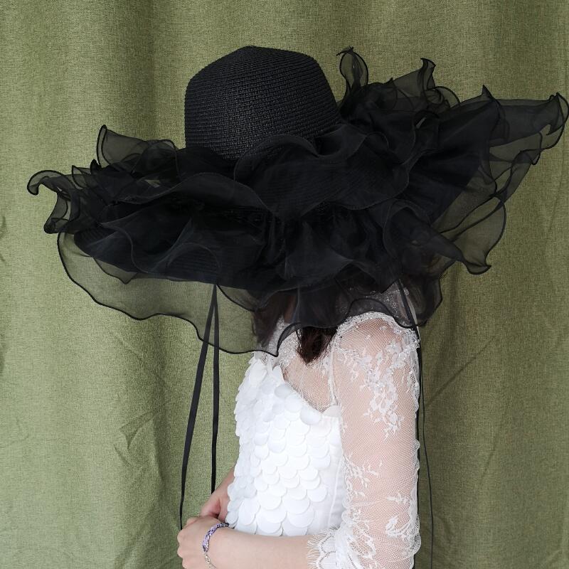 小仙女系夸张暗黑欧根纱波浪个性草帽大檐帽沙滩帽影楼女夏荷叶边,服饰配件/皮带/帽子/围巾,帽子,淘宝优惠券,粉丝福利购,淘宝优惠卷