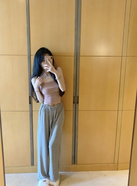 Yumeo钰 无敌小灰裤 显瘦居家舒适棉料阔腿裤