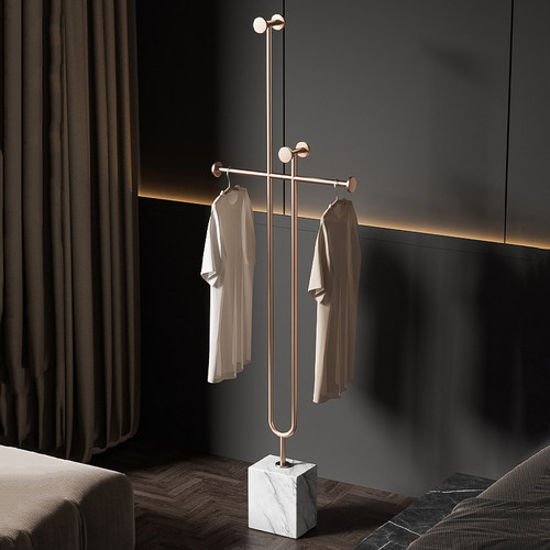 立式衣架落地卧室挂衣架客厅移动小型衣帽架家用轻奢衣服收纳层架