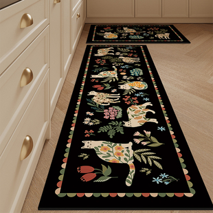 美式 复古厨房地垫防滑防油洗碗槽吸水垫转角耐脏专用地垫家用脚垫