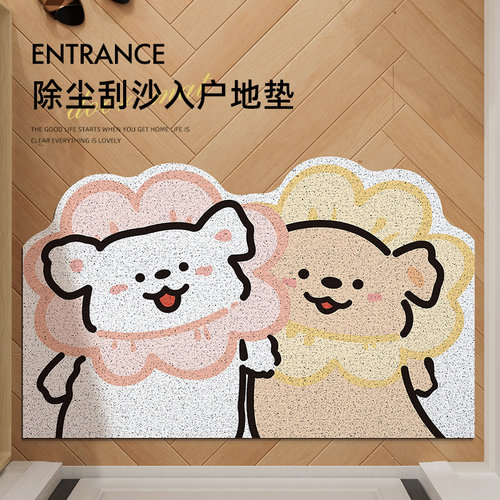 入户门地垫丝圈门垫进门脚垫玄关家用垫子门内门外防滑垫卡通简约 - 封面