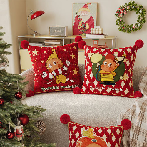 可爱新年抱枕喜庆客厅沙发装饰靠背垫腰枕卧室床头靠枕靠垫含芯 - 封面