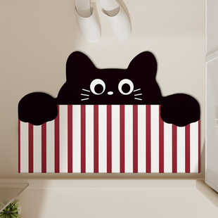 异形黑猫浴室地垫硅藻泥防滑吸水软垫子洗手间卫生间门口厕所地毯