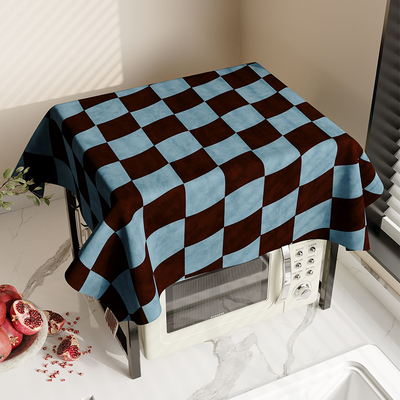 微波炉盖巾防尘通用烤箱冰箱洗衣机布艺盖布卡通防晒条纹格子罩子