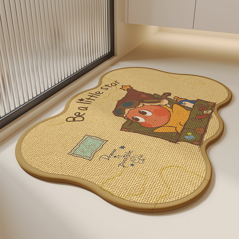 星星人亚麻编织浴室地垫卫生间门口吸水垫防滑垫耐脏地毯家用脚垫,居家布艺,家用脚垫,淘宝优惠券,粉丝福利购,淘宝优惠卷