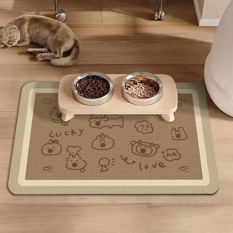 卡通小狗猫狗吃饭宠物餐垫吸水防漏宠物垫防滑耐脏地毯家用脚垫子