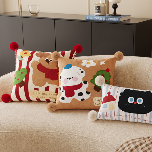 荷兰绒卡通抱枕套含芯沙发客厅高级感靠垫卧室床头装饰枕靠枕腰靠