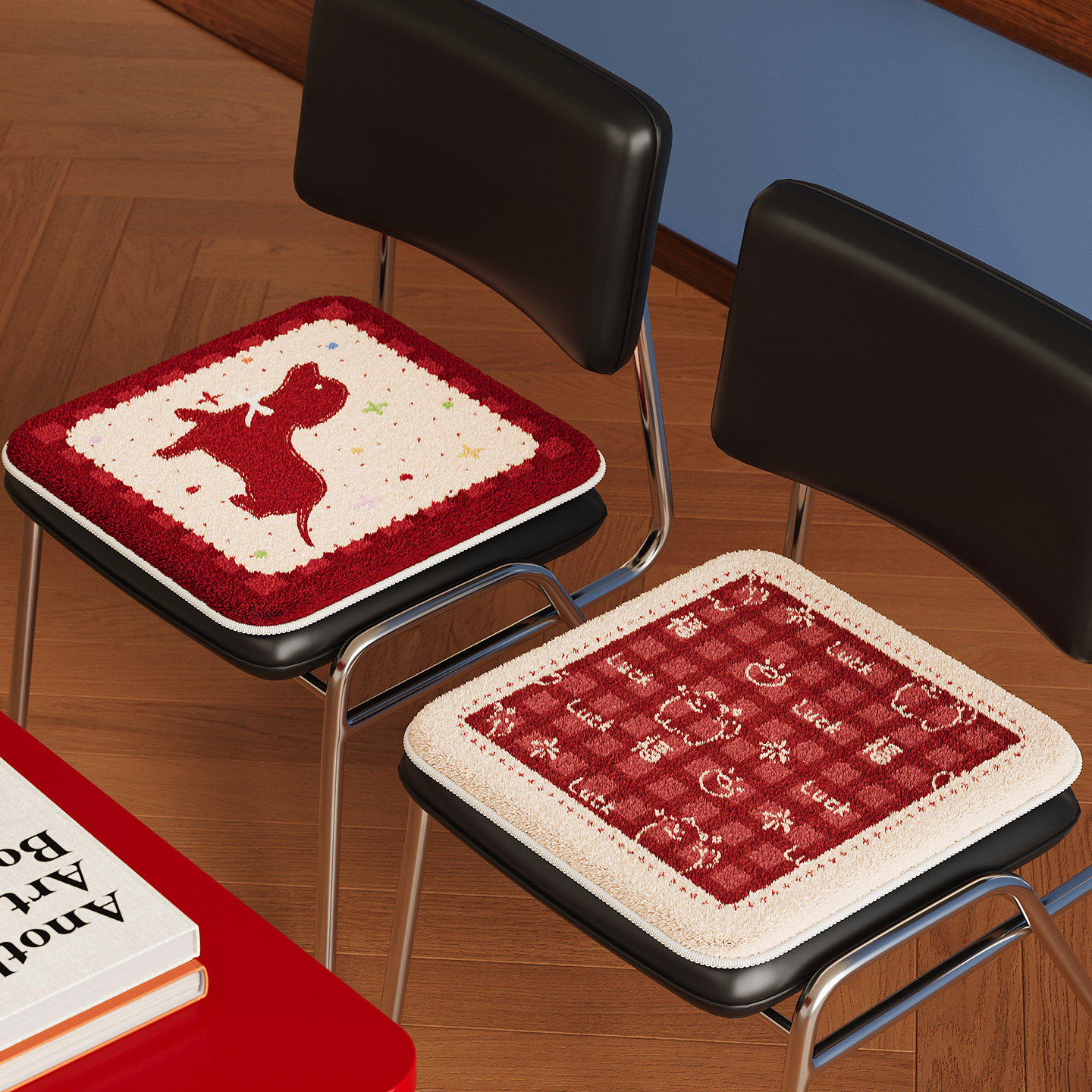 红色新年加厚仿羊绒办公椅坐垫家用防滑靠背椅垫学生久坐凳子坐垫,居家布艺,椅垫,淘宝优惠券,粉丝福利购,淘宝优惠卷
