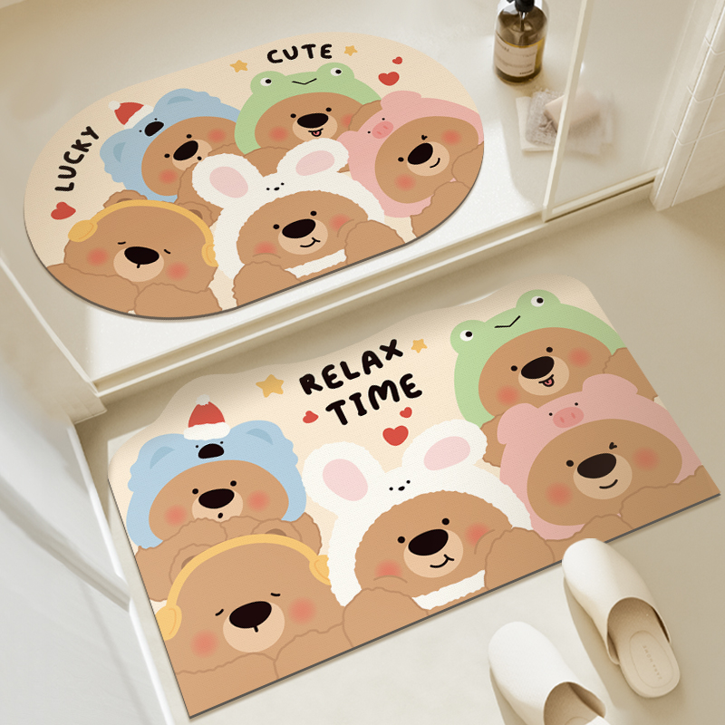 硅藻泥软地垫浴室地垫门口防滑吸水垫子速干家用洗手间卫生间脚垫