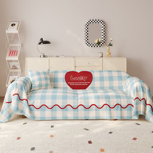 ins风格子四季通用沙发盖布盖巾沙发巾防猫抓全盖防滑全包沙发套