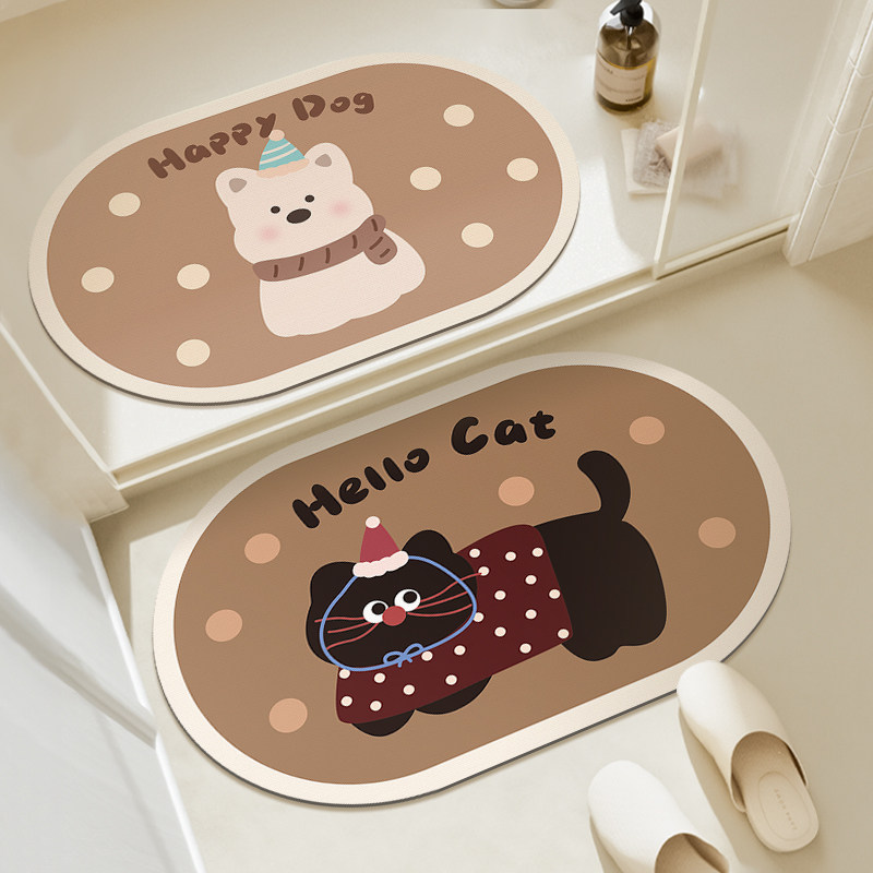 猫咪浴室地垫吸水卫生间脚垫厕所洗手间门口垫防滑硅藻泥卫浴地毯,居家布艺,家用脚垫,淘宝优惠券,粉丝福利购,淘宝优惠卷