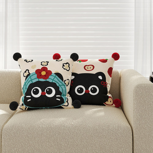 可爱猫咪抱枕套客厅沙发靠背靠垫含芯卧室床头飘窗腰靠腰枕可拆洗