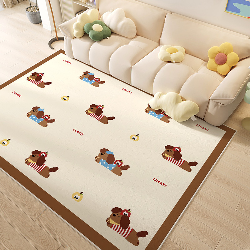卡通波点小狗客厅地毯家用全铺防滑地垫防水防污卧室床前茶几脚垫,居家布艺,地毯,淘宝优惠券,粉丝福利购,淘宝优惠卷