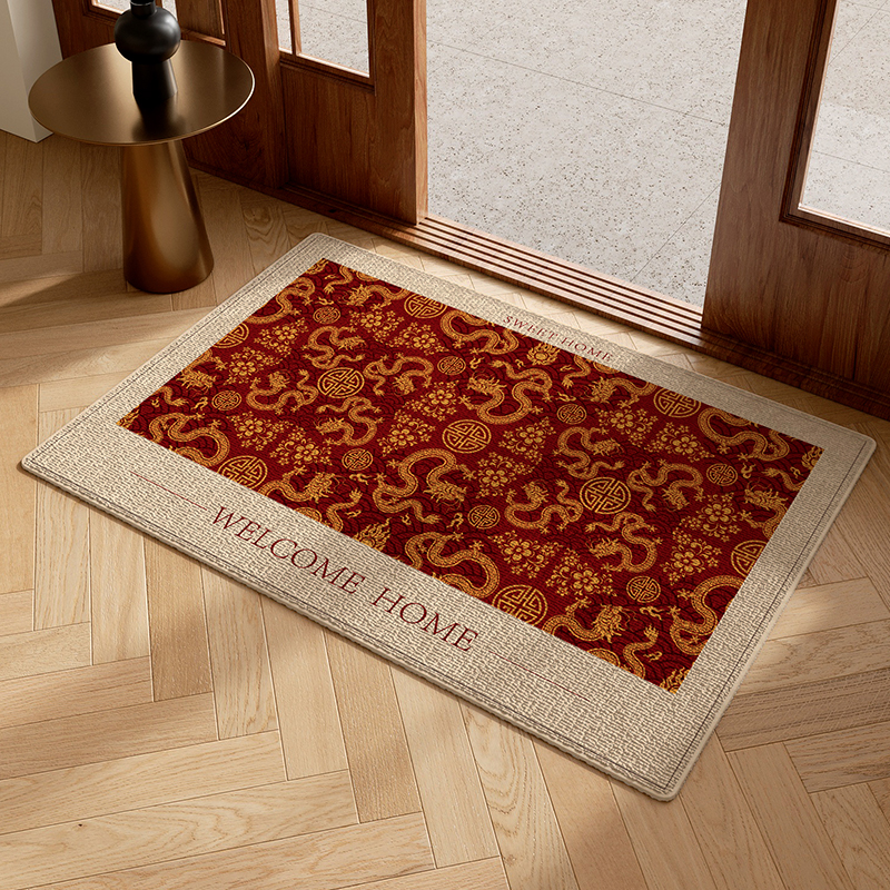 红色入户门地垫圈绒进门玄关地毯吸水耐脏门口垫可裁剪家用脚垫子