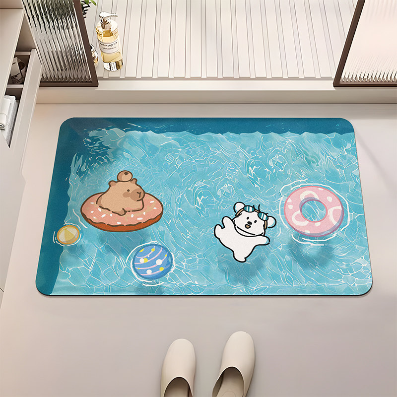 卡通硅藻泥浴室地垫防滑门垫可爱软脚垫吸水速干卫生间门口淋浴垫,居家布艺,家用脚垫,淘宝优惠券,粉丝福利购,淘宝优惠卷