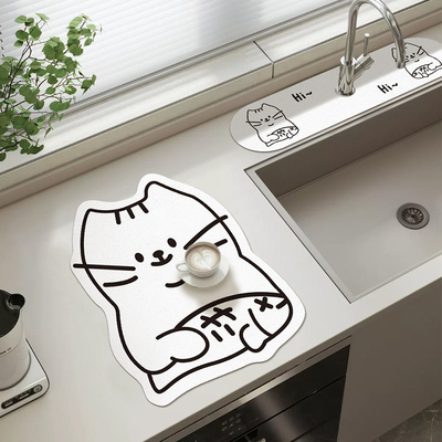 厨房台面沥水垫硅藻泥吸水垫桌面餐具干燥垫杯垫免洗茶台吧台垫子