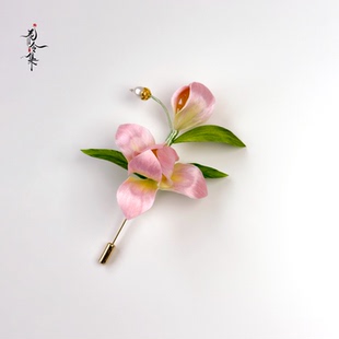 送女友胸花胸针 「花令集」原创设计小众非遗绒花粉色胸针精致时尚