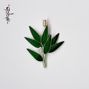 2025新款 「花令集」非遗绒花竹叶胸针女款 高级感轻奢高端精致胸针