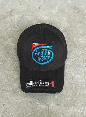 False Perception 小天使刺绣Logo做脏 棉 鸭舌帽 水洗黑