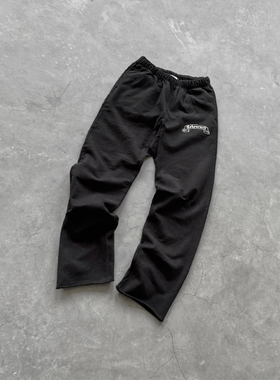 Askyurself 卷轴Logo卫裤简约休闲裤 水洗黑