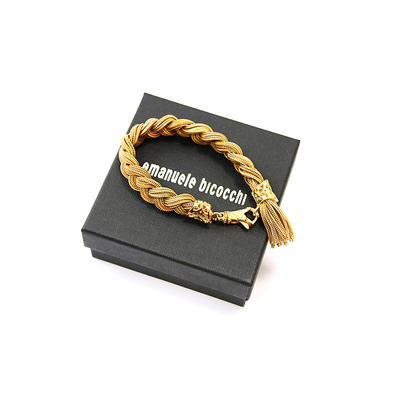 EMANUELE BICOCCHI冰色脏辫编织手链银手镯925手工编织意大利制造