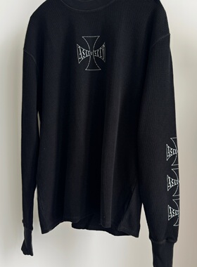 Askyurself 25SS 水洗华夫格十字长袖黑