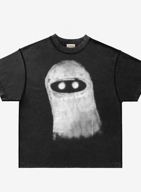 ARNODEFRANCE Kanye West NFT蒙面涂鸦印花水洗做旧短袖
