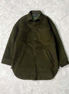 False Perception 刺绣Logo羊毛夹克外套 绿色