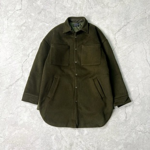 False Perception 刺绣Logo羊毛夹克外套 绿色