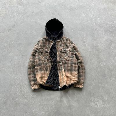 毛呢格子水洗黑夹克外套