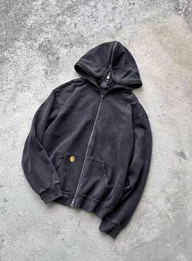 False Perception 怪形拉链水洗夹克外套 水洗黑