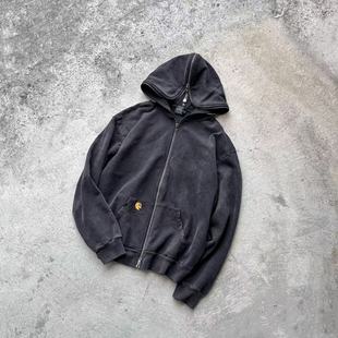 False Perception 怪形拉链水洗夹克外套 水洗黑