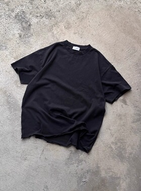 Askyurself 水洗破坏做旧基础短袖T恤 水洗黑