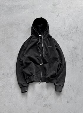 Askyurself Logo双回路拉链连帽套头卫衣灰色