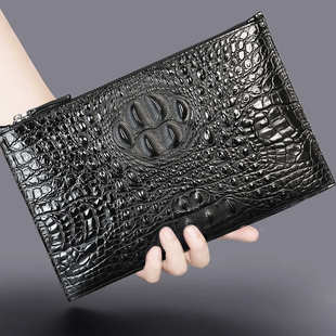 BALIDIYA男士真皮鳄鱼纹手拿包超薄头层牛皮大容量商务信封包男包