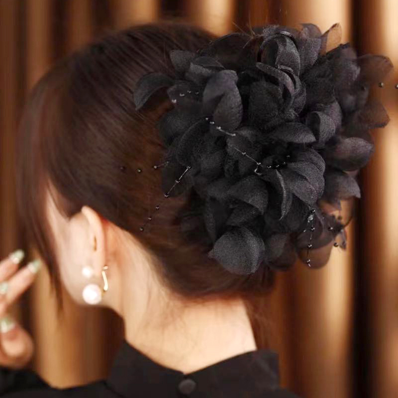 大花朵抓夹后脑勺发卡鲨鱼夹