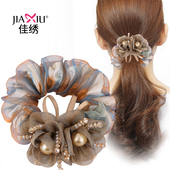 韩国发圈扎头发橡皮筋盘发头绳大号花朵发绳马尾头花大肠圈头饰品