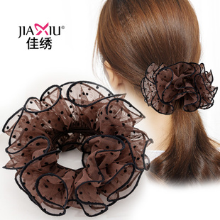 韩国盘发马尾发圈波点网纱大肠圈高级感显发量多头绳后脑勺头花女