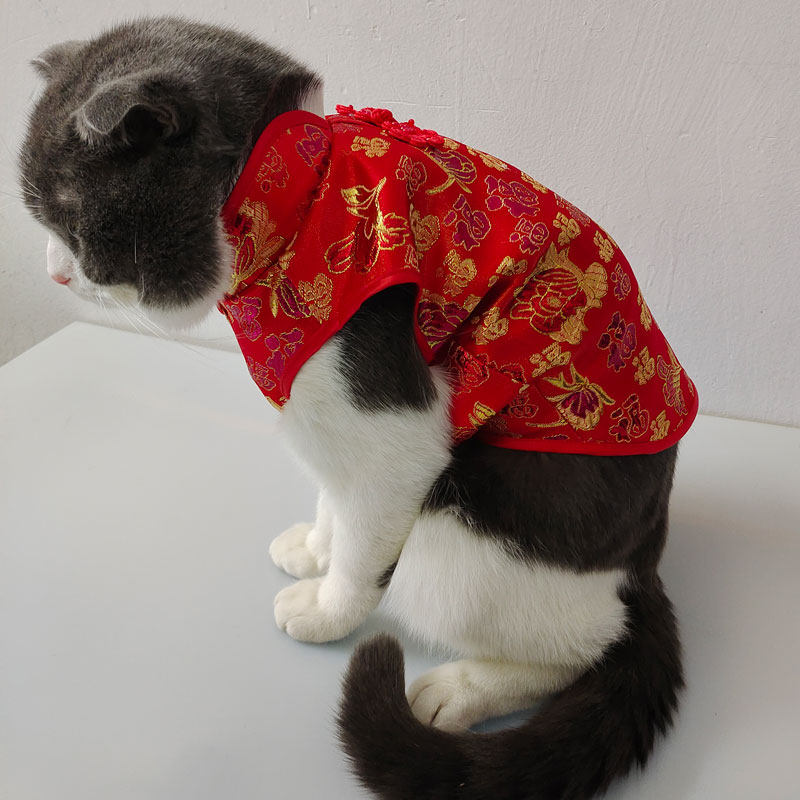 薄款新年唐装猫咪狗狗喜庆衣服