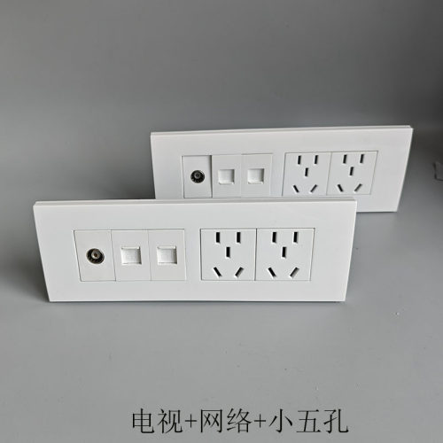 118型2个10A五孔电源l六类屏蔽网络CAT6新电视TV数字闭路插座面板