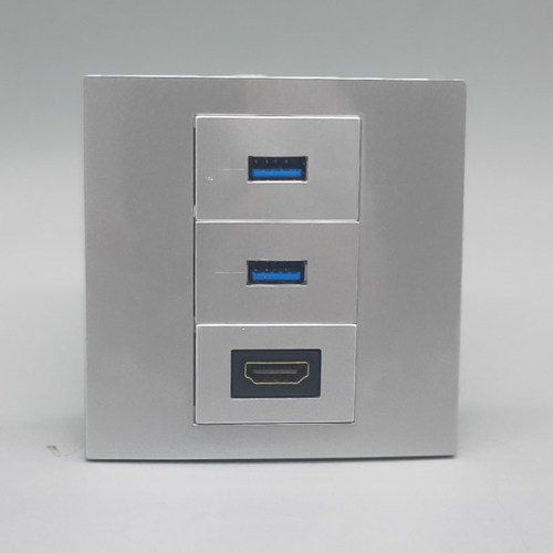 中性双USB+HDMI高清面板直插数据线延长数字86型USB3.0直头插座