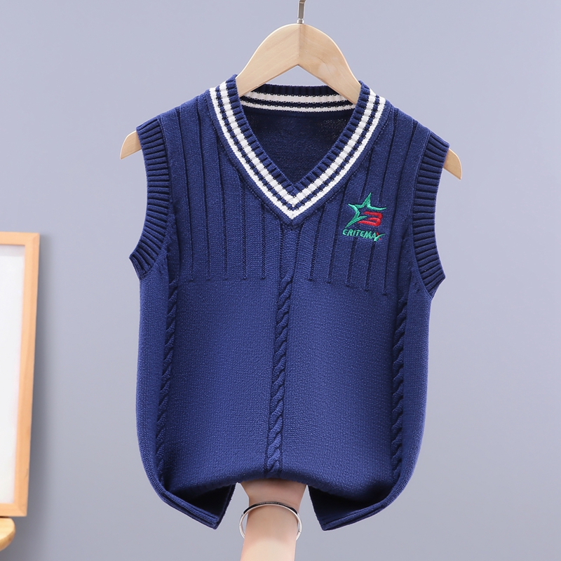 男童毛衣纯棉针织马甲背心打底衫