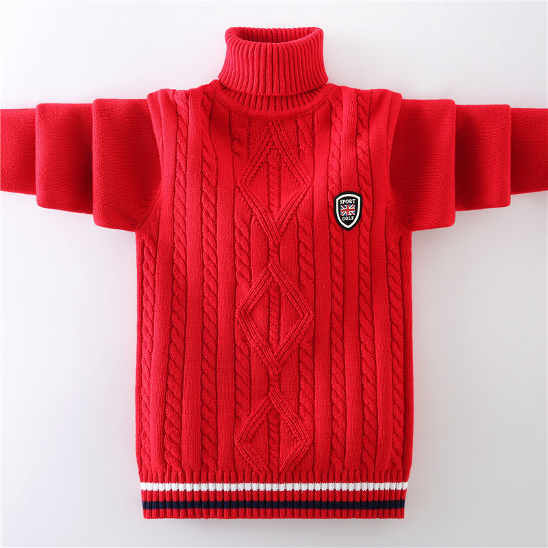 男童毛衣秋冬款加绒加厚儿童针织衫中大童男孩红色高领纯棉打底衫,童装/婴儿装/亲子装,毛衣/针织衫,淘宝优惠券,粉丝福利购,淘宝优惠卷