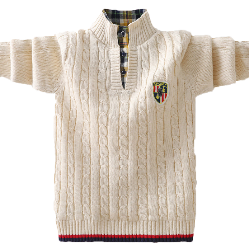 男童立领纯棉加绒加厚毛衣针织衫