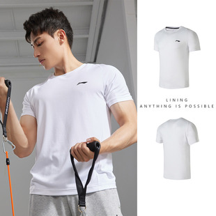ATSS795 李宁运动T恤男子夏季 休闲文化衫 速干冰丝吸汗短袖 375 时尚
