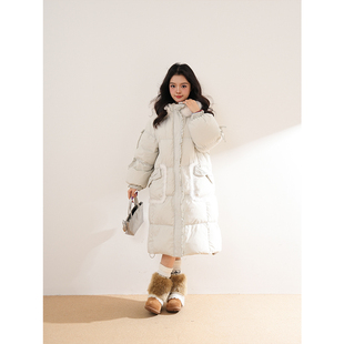 【暖腹猫咪】可爱狐狸耳连帽外套女秋冬季新款甜美设计感长款棉服